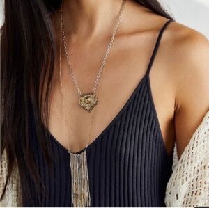 NWOT!! Free People, Passenger Layered Fringe Necklace, Mixed Tones $38